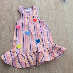 Colorful Striped Kids Dress with Heart Accents